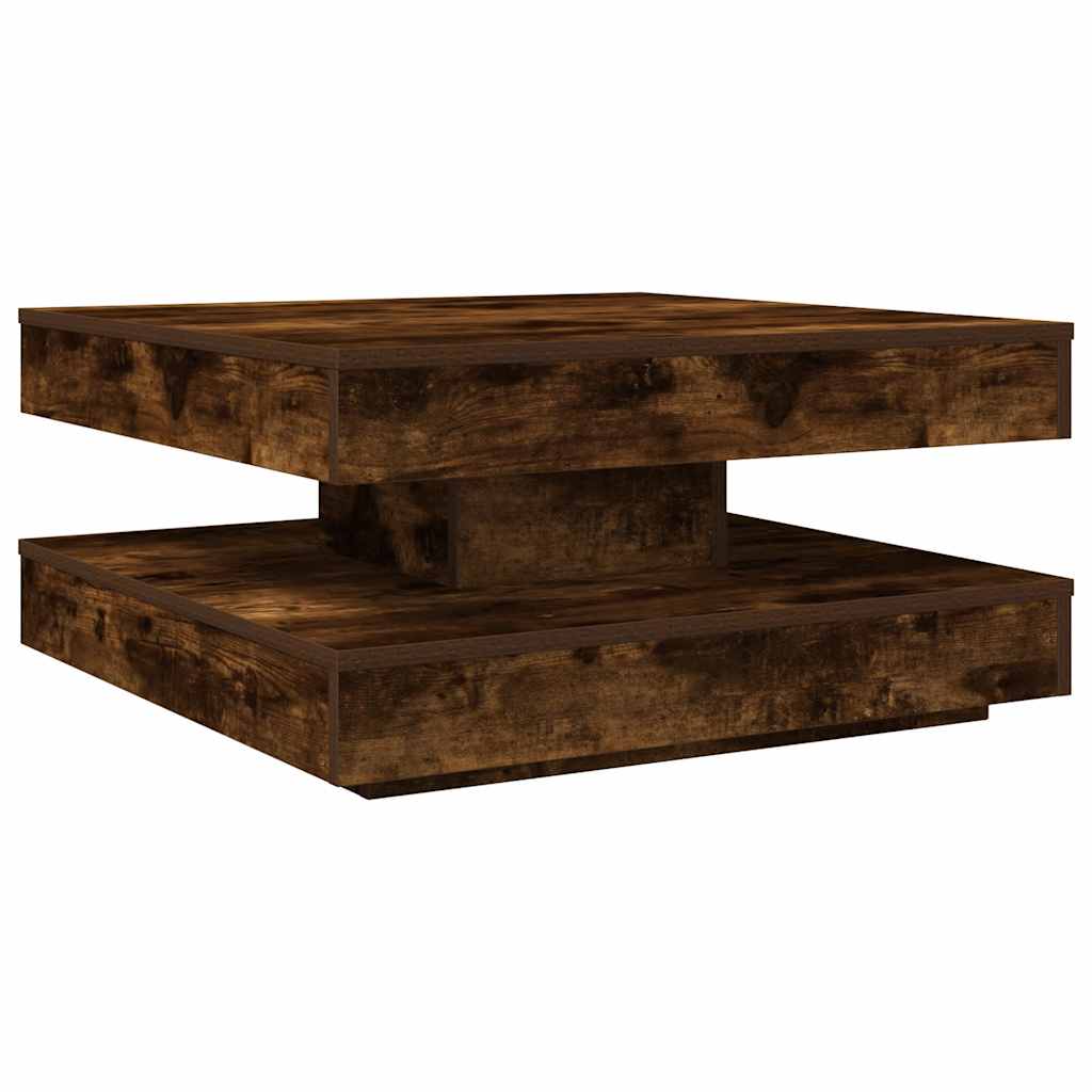 Rotating Coffee Table 360 degrees  Swivel Smoked Oak 70 x 70 x 34.5 cm