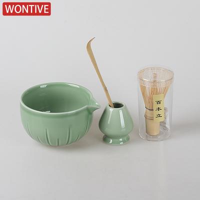 Set de 1/4 buc. Boluri Japoneze pentru Ceai, Tel pentru Matcha, Ustensile și Matcha pentru Bol de Matcha, Tavă, Tel de Bambus, Accesorii pentru Ceremonia Ceaiului