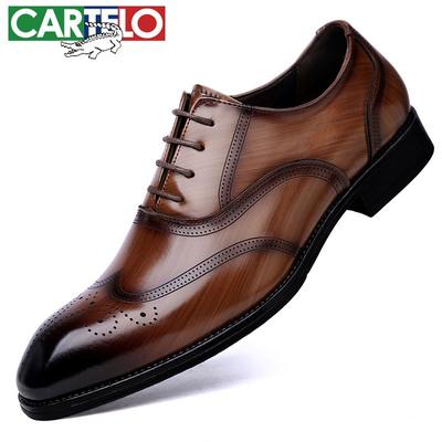 Herren-Lederschuhe, britischer Stil, Brogue, geschnitzt, Business, formelle Kleidung, Herrenschuhe, weiche Sohle, weiche Oberfläche