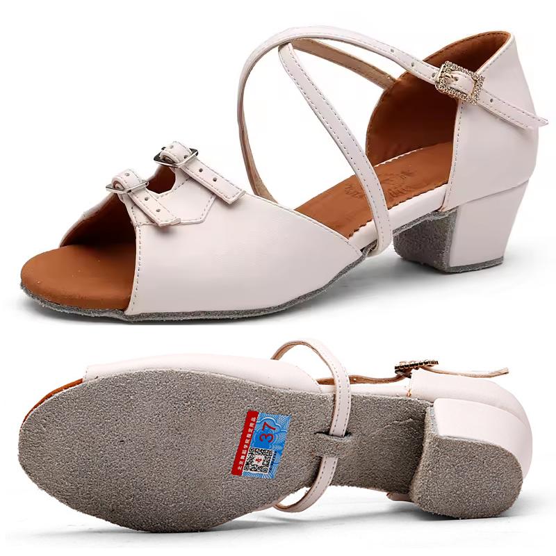 White Dance Shoes for Women Low Heel Ballroom Dance Shoes Salsa Latin Practice Dancing Shoes Girls Salsa Cuban Heels