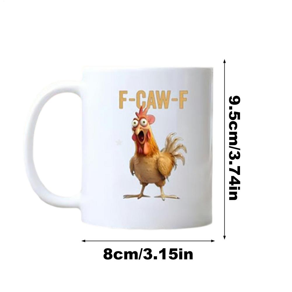 F-Caw-F Funny Chicken Coffee Cup Ceramic Breakfast Cup Novelty Rooster Coffee Mugs For Women Men Home Work Birthday Party