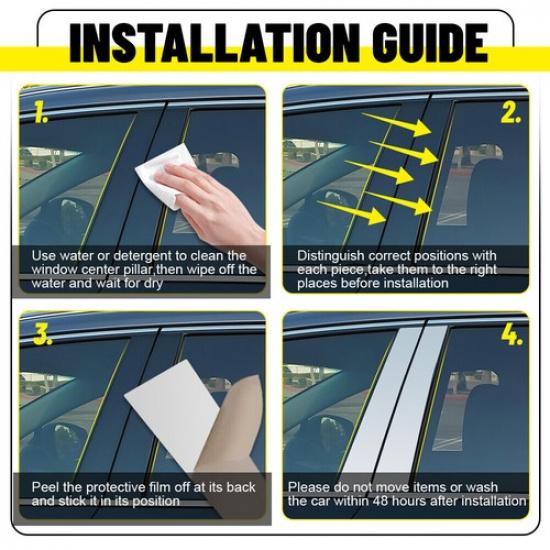 6pcs Chrome Pillar Posts Door Side Trim Cover For Lincoln Town Car 1998-2011 US