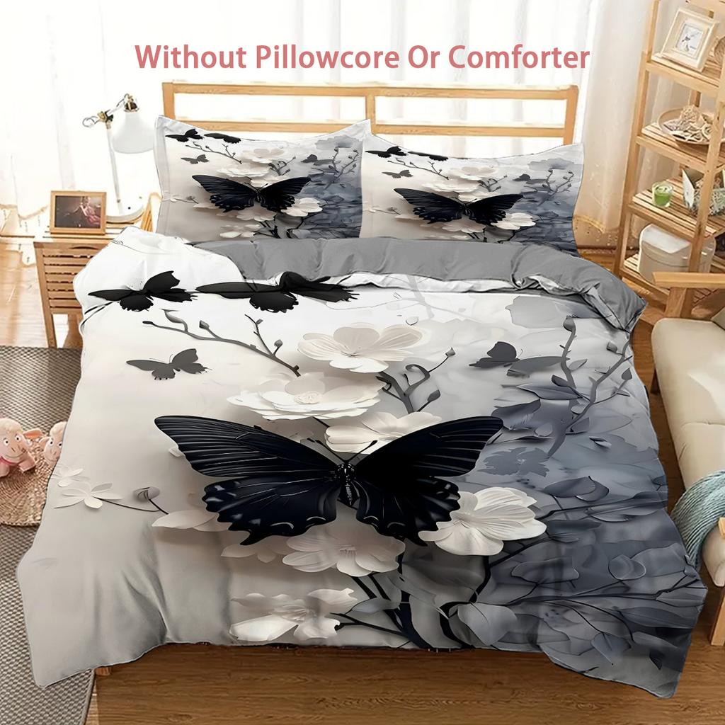Comforter Elegant Butterfly Flower Pattern 3D Printed Abstract Art Style Bedding Set Soft Comfortable Luxury Set