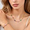 Fashion Stainless Steel Colorful Enamel Evil Eye Necklace for Women Moon Shaped Beads Pendant Necklace Chic Trendy Jewelry Gift