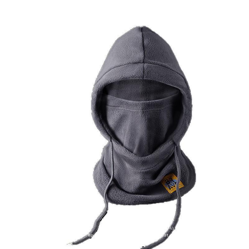 Pánská zimní větruodolná sada čepice a obličejové masky s tlustým sametovým nákrčníkem