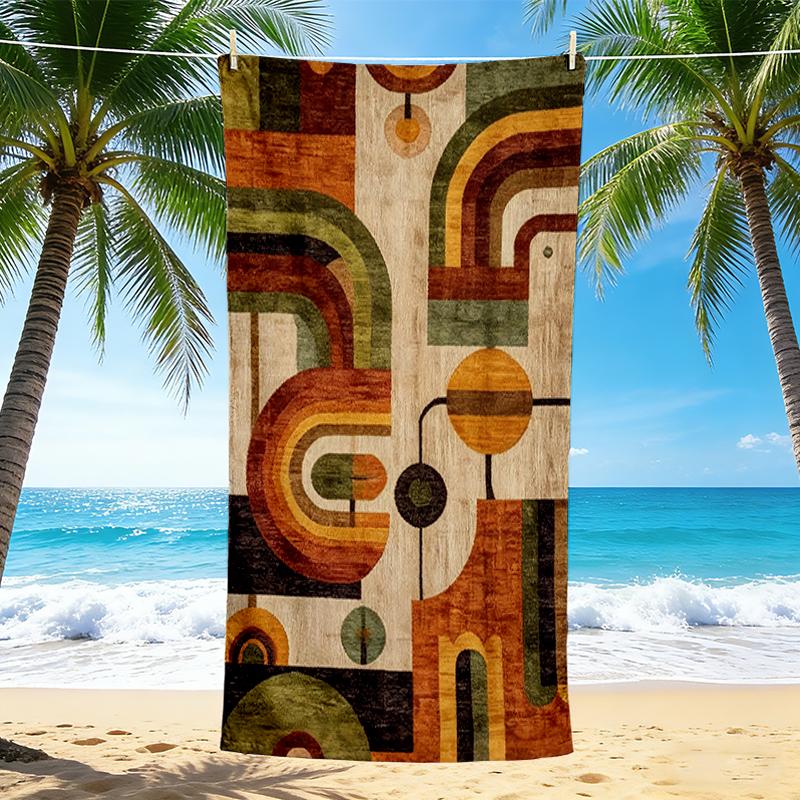 1Pc Abstract Geometric Patterns Beach Towel, Quick Dry, Multi-Use for Beach Pool Gym Yoga Home Travel, Christmas, Halloween, Xmas Gift M928111