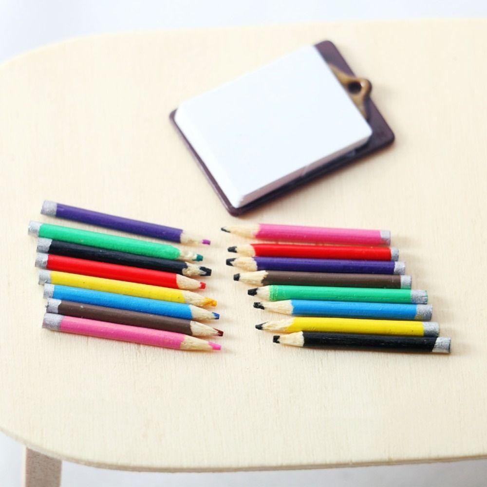 Study Scene Mini Colored Pencils Pretend Play Miniature Pen Dollhouse Pencils  Kids Toy