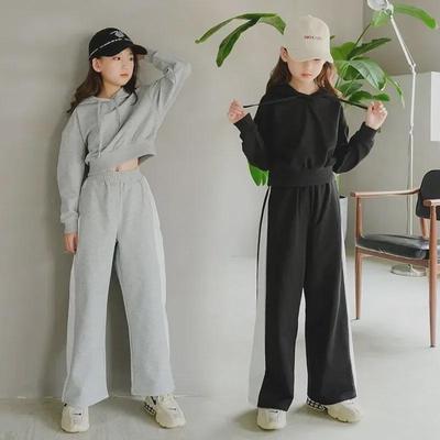 Korean Style Casual Two-Piece: Trendy Top & Fashionable Trousers for Girls - Spring & Autumn