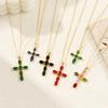 1 Piece Gold Plated Cross Charm Necklace Brass Chain Cubic Zirconia Pendant Necklace For Women Fashion Jewelry 46cm + 6cm