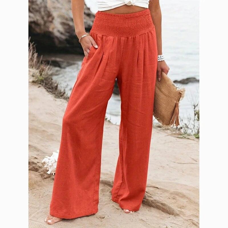 Dorywczo wysokiej talii spodnie szerokie nogawki damskie wygodne jednolite, luźne, workowate spodnie kobieta moda eleganckie kieszenie proste spodnie 30768