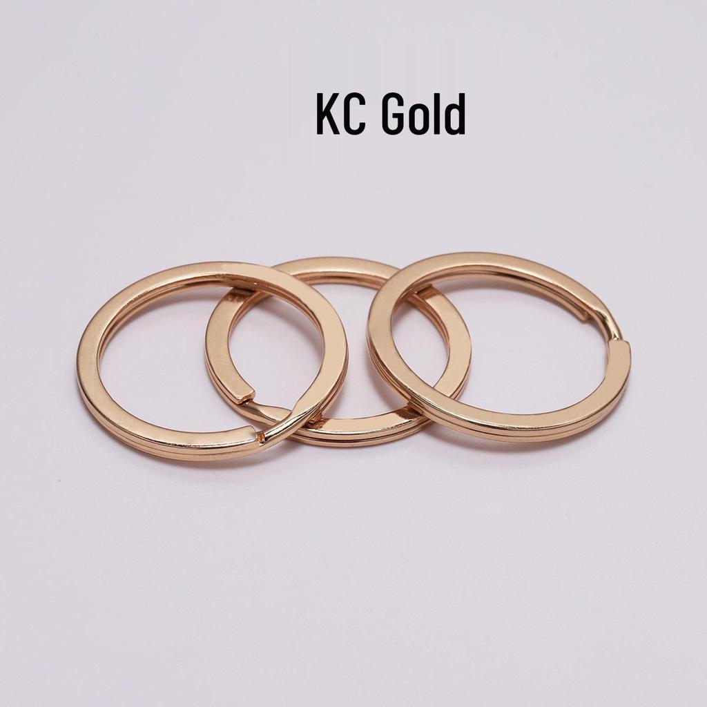 Electroplated DIY Flat Circle Keyring Pendant Charm, 25-30mm, In Stock