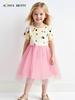 Girls' Summer Mesh Polka Dot Princess Dress - European Style, Round Neck, Short Sleeve