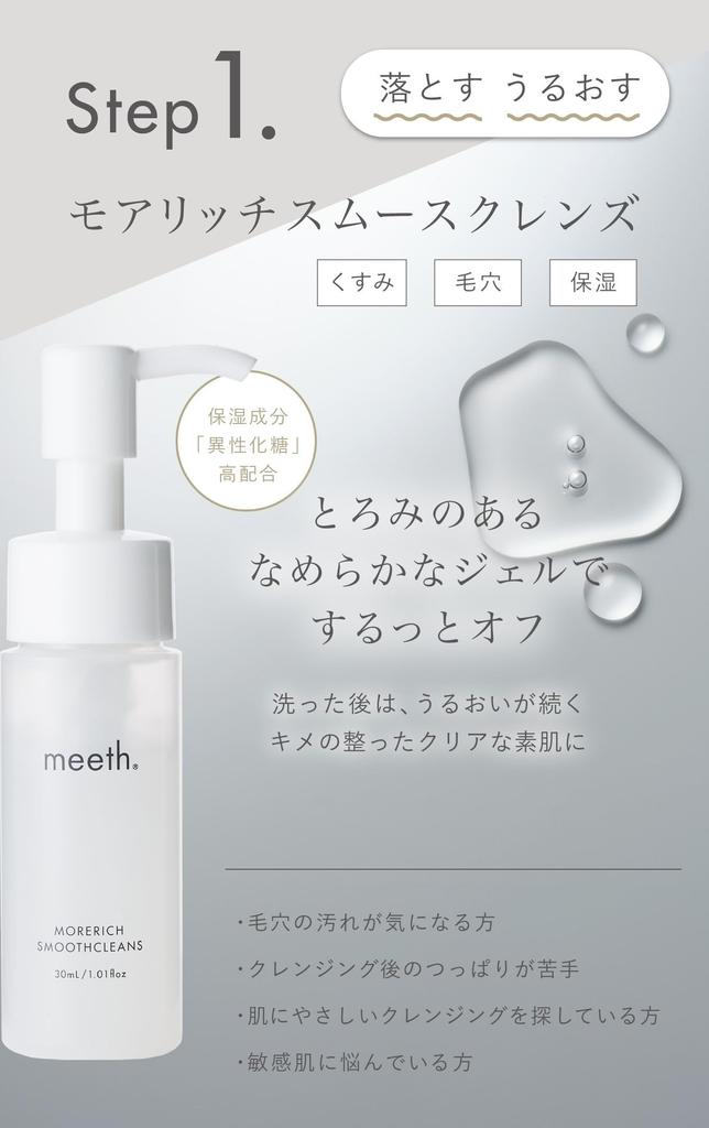 Meeth Starter Set Skin Care Set with Original Pouch (Cleansing/Facial Cleanser/Lotion) 3-Piece [Trial Set/Travel/Pore Care/Lotion]