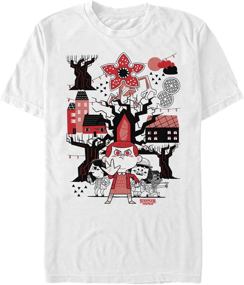 Stranger Things Men s Red Black T-Shirt XL
