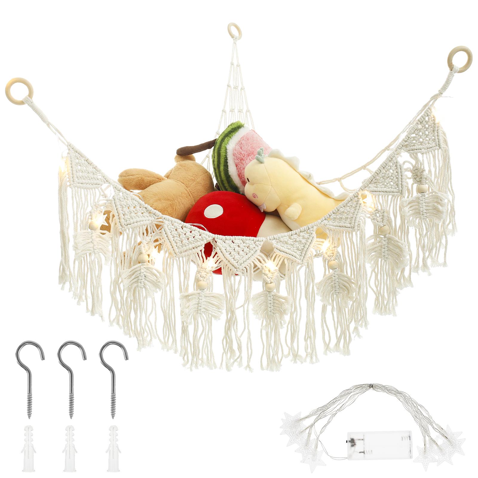 

Triangle Toy Net Large Toy Hammock Mesh Portable Plush Toy Hammock Space Saving Corner Hanging Toy Hammock for Doll Nursery Room бежевый