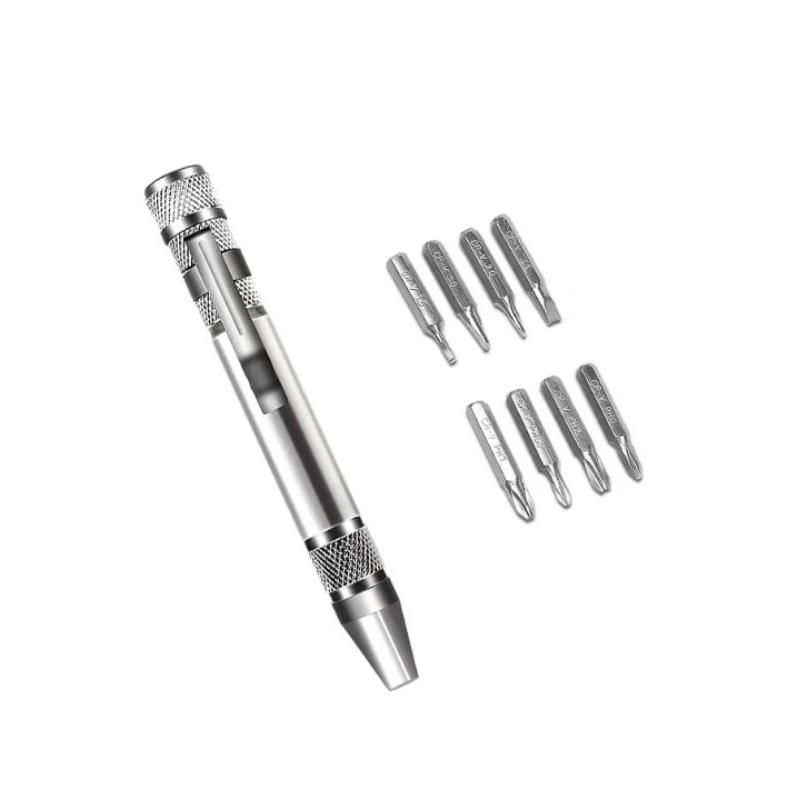 Portable 8 In 1 Aluminum Alloy Screwdriver Pen - Changeable Magnetic Bits For Easy Repairs & Disassembly Repair Tools