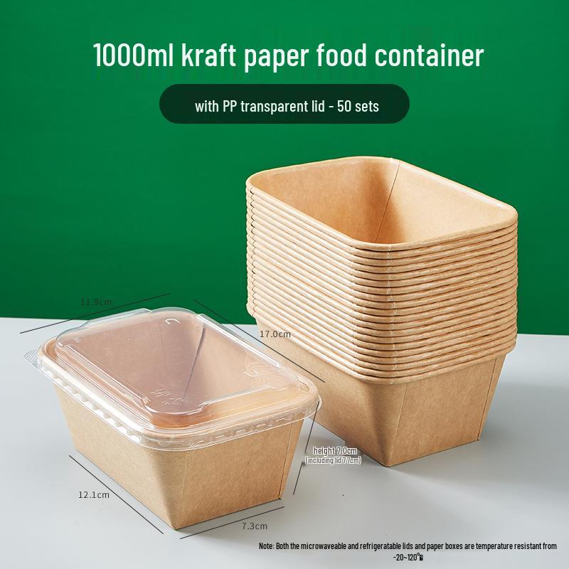 

Крафтовая бумажная одноразовая ланч-бокс на вынос с крышкой - Прямоугольная коробка для упаковки фаст-фуда