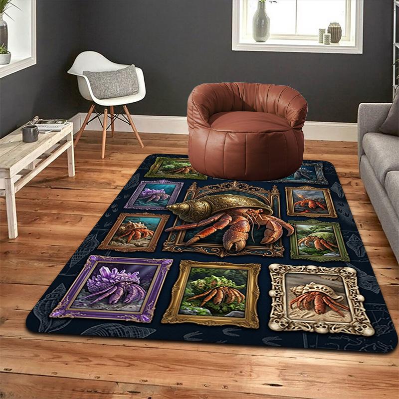 Hermit Crab Gallery Pattern Rug Floor Mat for Living Room or Bedroom Soft and Comfortable Carpet a Gift for Birthday and Holiday.