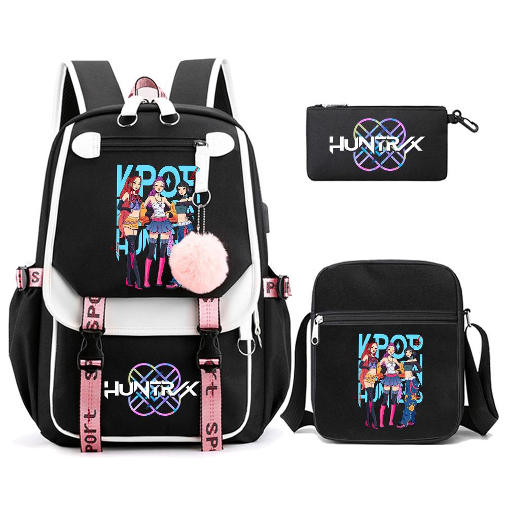 3 Stück/Set Anime Cartoon Kpop Dämonenjäger Bedruckter Rucksack mit Umhängetasche für Teenager Schüler Mädchen Junge Schultasche Große Kapazität Reisetasche Kindergeschenk