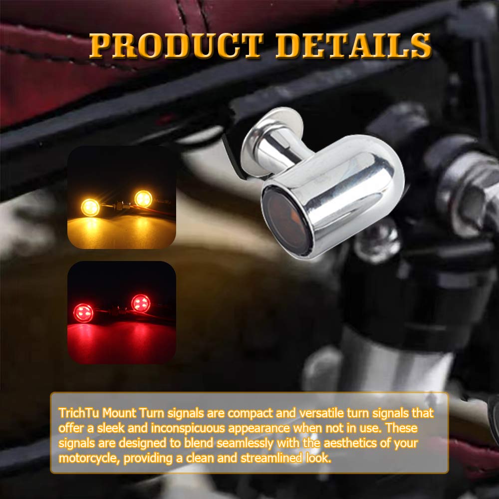 8mm Motorcycle Accessories LED Turn Signal Light Bullet Indicator Amber Flashing Lamp For Harley Kawasaki Yamaha Clignotants Led