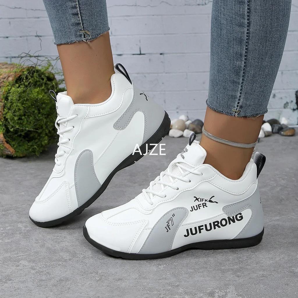 Women's Lightweight Leather Waterproof Sneakers with High Breathability and Non-Slip Platform