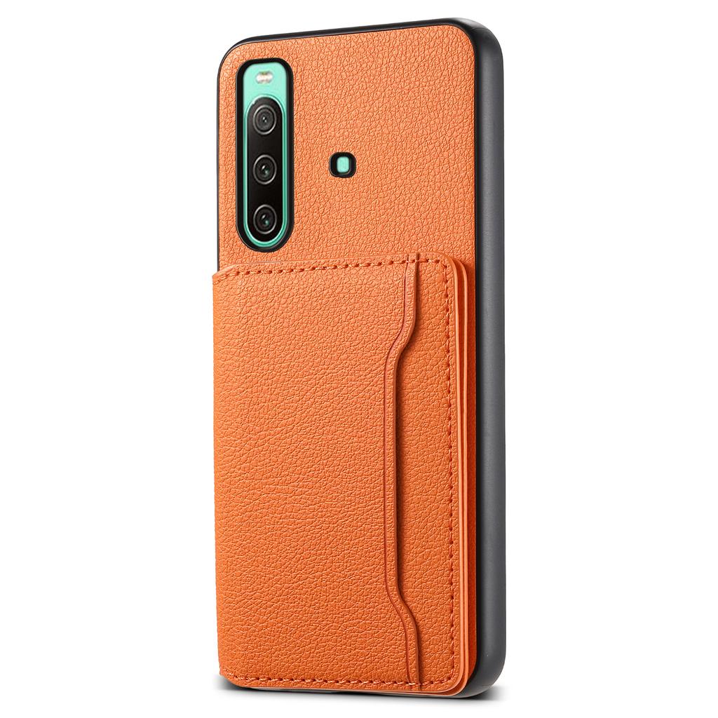 For Sony Xperia 10 IV 5G Phone Case Card Slots TPU+PC+PU Kickstand Cover