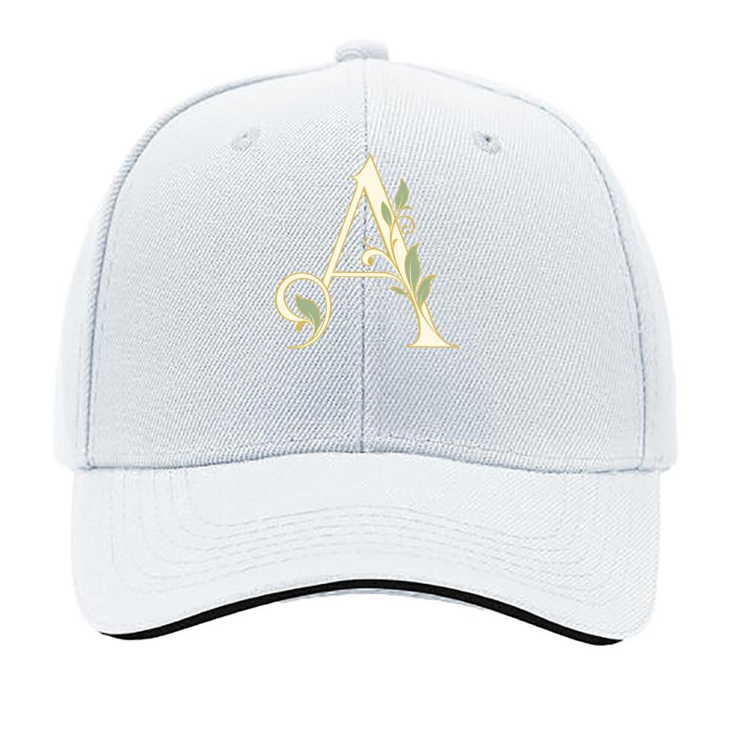 Elegant Botanical Letter A Monogram Sandwich Baseball Cap Sun Cap Outdoor Workouts Hat