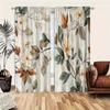 2PC Cream Magnolia Branch Sheer Curtains - Soft Earthy Botanical Print Window Drapes for Living Room Bedroom Decor