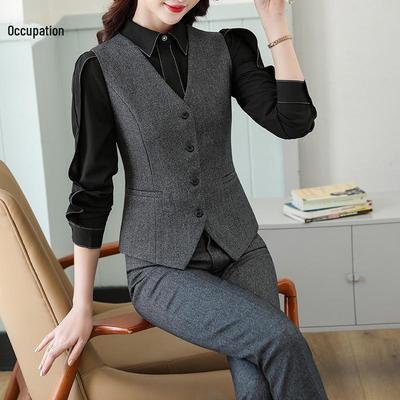Women's Autumn Professional Suit Vest for Hotel Front Desk and Bank Work