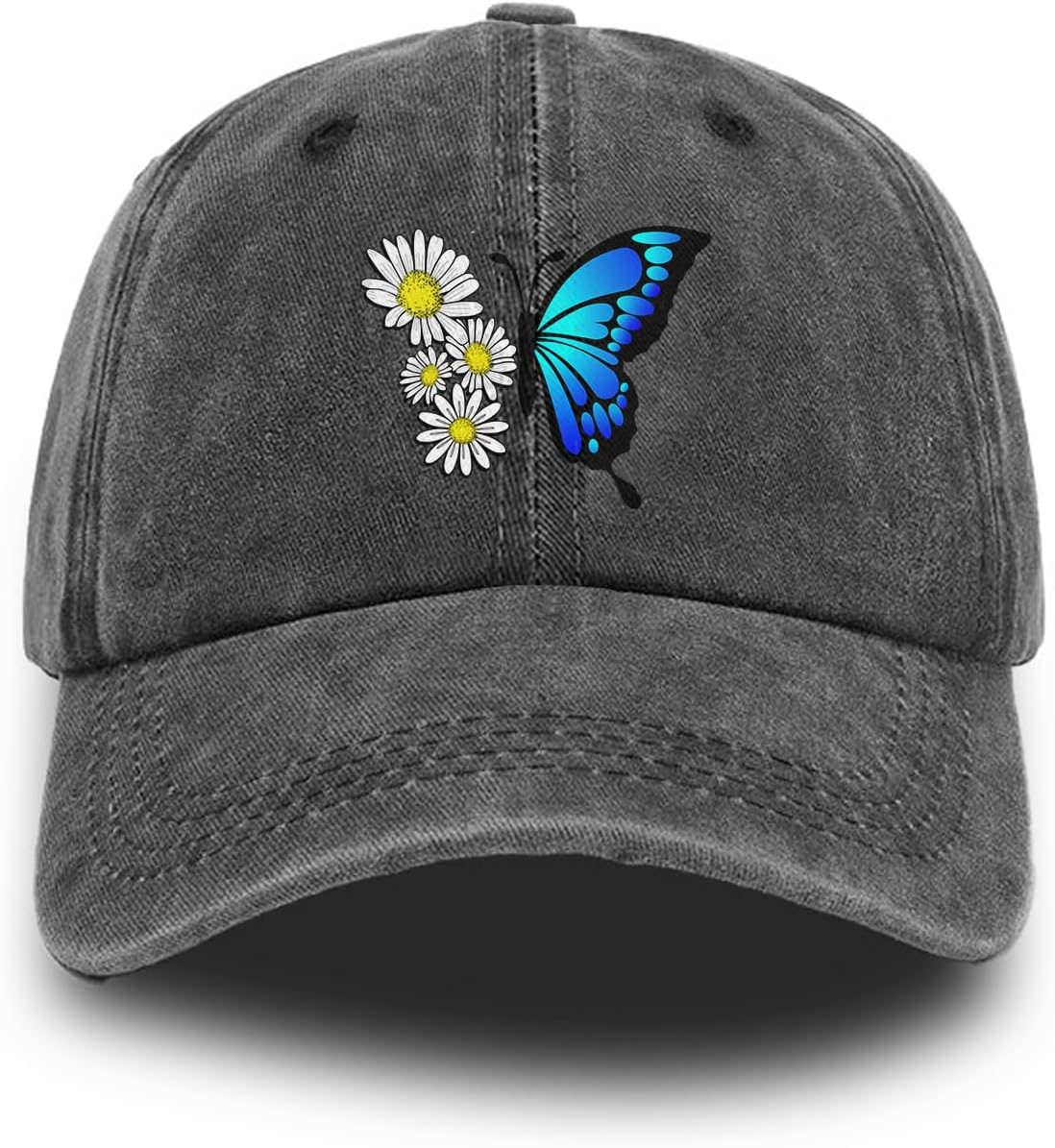 Sunflower Cross Baseball Cap Washed Cotton Vintage Dad Hat Casual Adjustable Sun Protection One Size