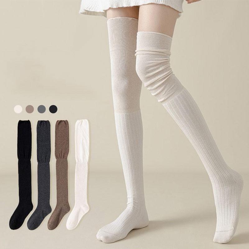 Knee Warm Long Socks Thin Long Stacked Socks Women's High Solid Colour Patchwork Stockings Sexy High Elasticity Stockings