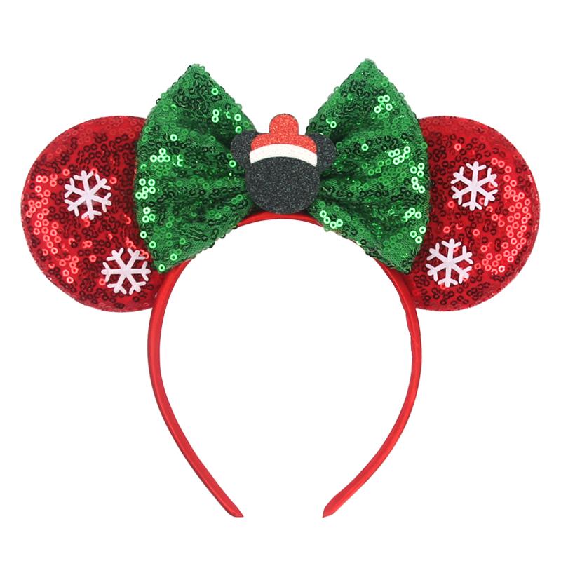 Neues Weihnachts-Mausohren-Stirnband für Mädchen Einheitsgröße Pailletten Schleife Haarband Festival Party DIY Haarschmuck Boutique