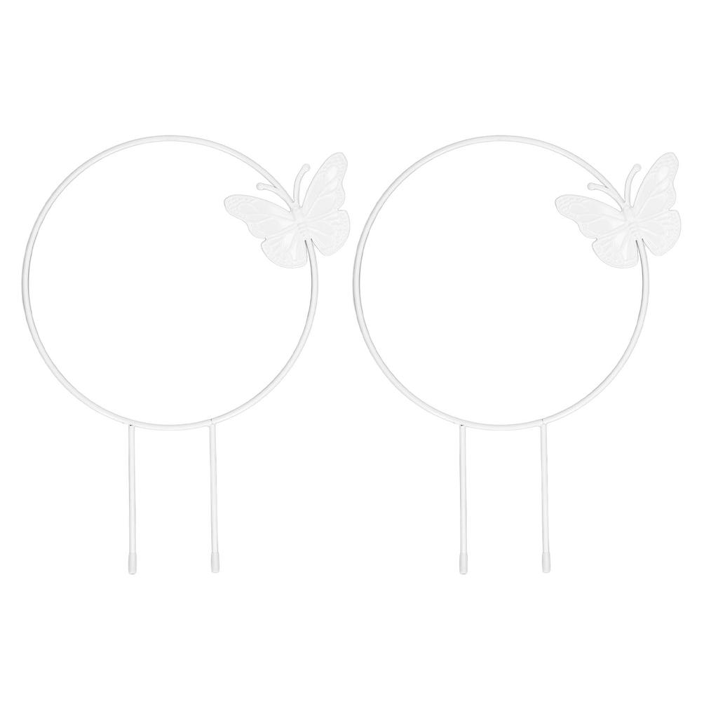 2Pcs Butterfly Garden Climbing Trellis Beautiful Iron Plant Trellis for Decorative Potted Climbing Vines Flowers Round