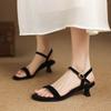 Krazing Pot Cow Skin Thin Med Heels Concise Style Summer Size 42 Basic Clothing Dating Women Sandals