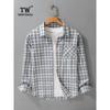Tw Spring and Autumn Japanese Retro Plaid Long Sleeve Shirt Men's Loose Casual Hong Kong Style Artistic Top Jacket Pure Cotton