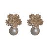 Diamond-Studded Silver Flower Pearl Earrings: Luxury Fashion Jewelry for Women