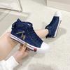 Retro Canvas Shoes  Spring And Autumn New Collection Solid Color Cowboy High Top Casual Large Comfortable Women'S Shoes