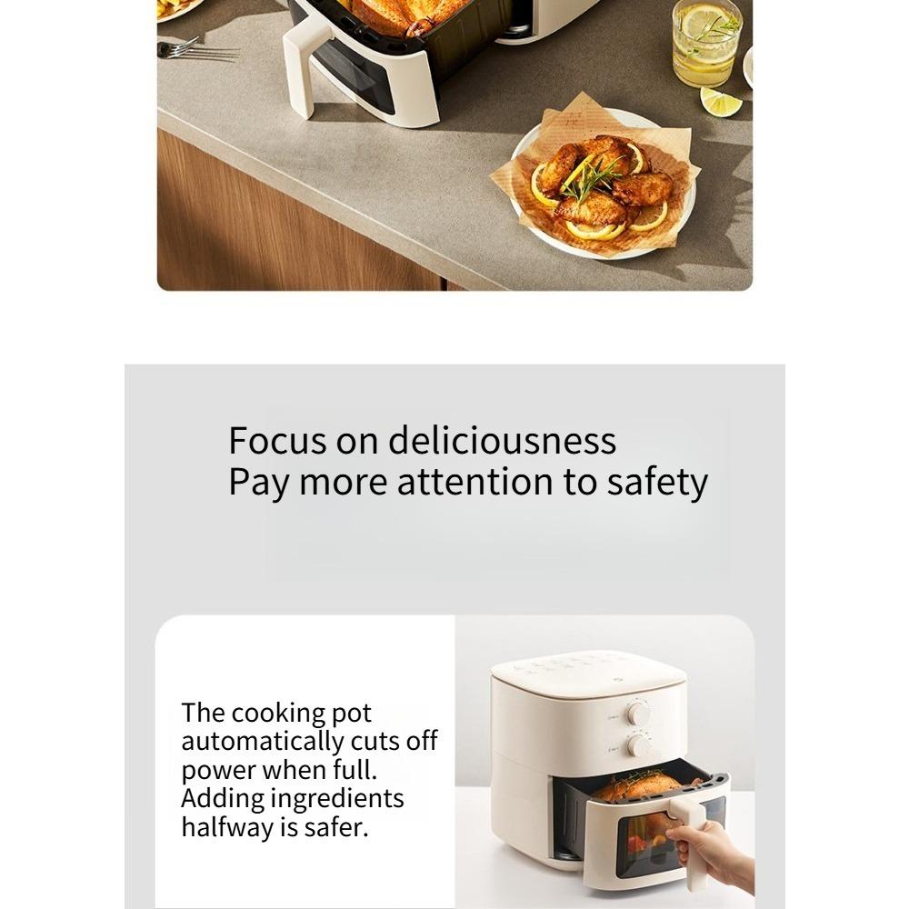 Mijia Air Fryer 5L, No Turn Over Cooking, 6.2" Clear View Window, High Temp Resistant Metal Liner, Multi-Function Air Fryer for Home