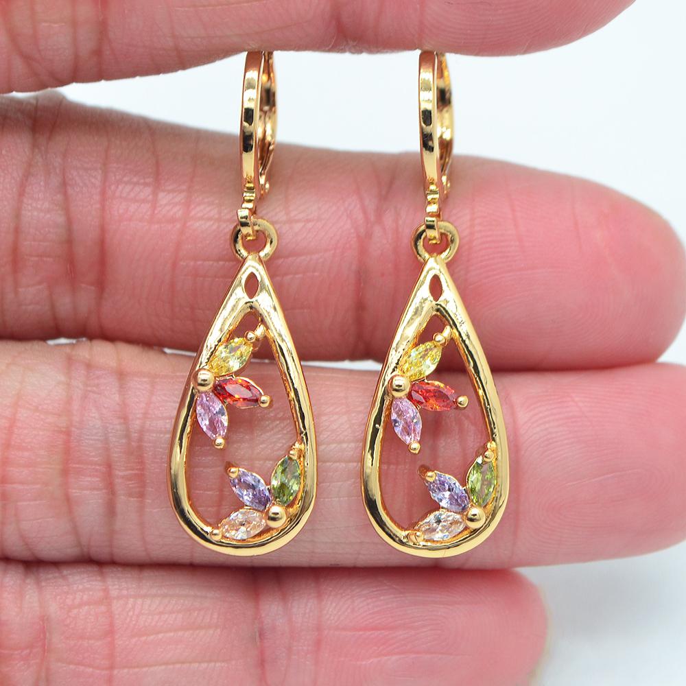 

Женская мода черный кубический цирконий CZ слезинка висячие серьги ювелирные изделия