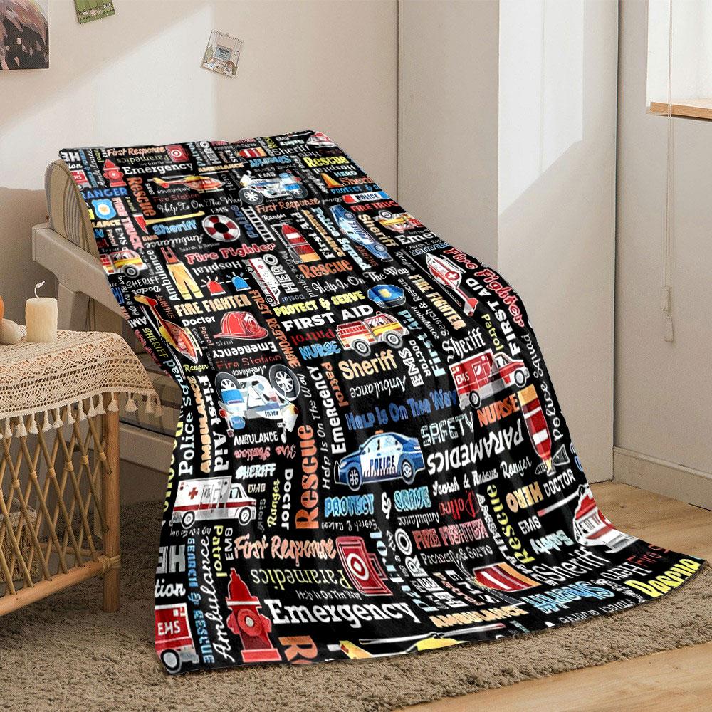 Emergency Rescue Print Blanket Bedroom Blanket for Livingroom Couch Lunch Break Soft Throw for Friend's Festival Gift