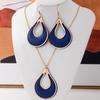 Fashion New 3pcs Earring and Necklace Set, Simple and Elegant Women's Creative Teardrop Metal Spray-Painted Earrings and Necklace Set
