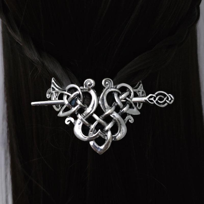 Nordic Viking Heart Hair Stick - Norwegian Style Valentine's Gift Jewelry Hair Accessory