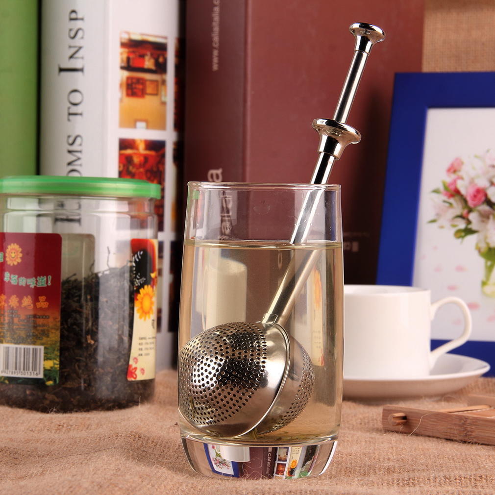 Buy Ball Push Style Tea Leaf Herbal Locking Infuser Strainer Teaspoon