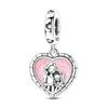 Original 925 Sterling Silver Charms Heart Bead Love Mom Pendant Fit Original Bracelet For Women DIY Jewelry Mother's Day Gift