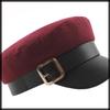 Marine Cap Wool Newsboy Cap Buckle Stylish Hat for Going Out Women Men CZ206 [White Fang] (Red)