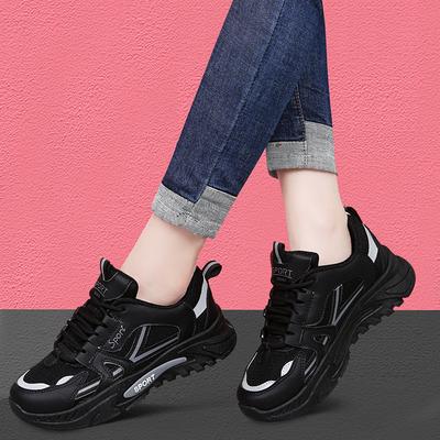 New Spring Casual Sports Shoes Platform-soled Lace-up Dad Shoes Soft-soled Running Shoes Lace-up Non-slip Student Shoes
