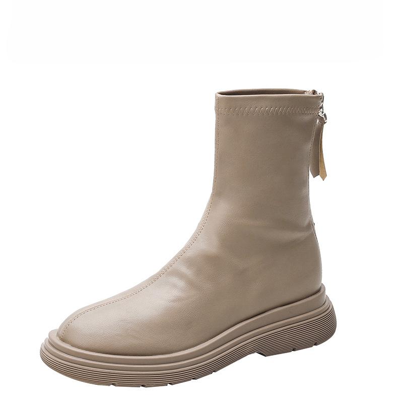 

Winter Women s Boots New Autumn/Winter Short Boots Leather Slimming Shoes Thick Soled Elastic Boots Slim Leather Shoes ladies 38