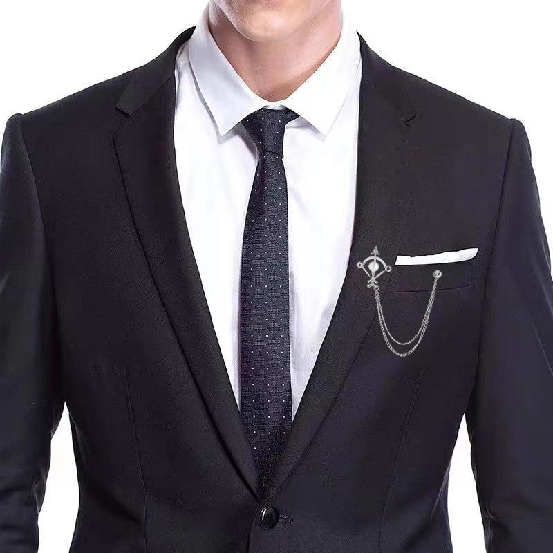 Fashion Arrow Brooch Pearl Crystal Tassel Lapel Pins for Men Alloy Rhinestones Corsage Collar Luxulry Jewelry Gifts