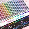 1 Set of 12 Color-Changing Glitter Pens, Liquid Sand, Sparkling Little Stars Gel Pens, Aurora Shiny Pens, Highlighter Pens for Journaling and Drawing