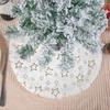 Mini Christmas Tree Skirt with Snowflake/Star Pattern Round Washable Xmas Party Tree Skirt Home Decoration